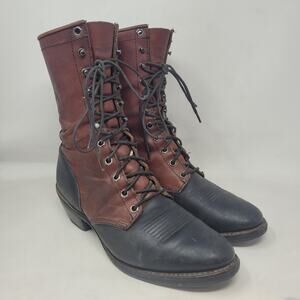 Chippewa Logger Boots Mens 10.5W Brown Black Leather Lace Up Western Cowboy USA